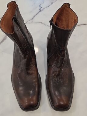 Kenneth Cole Brown Leather Zip-Up Ankle Boots